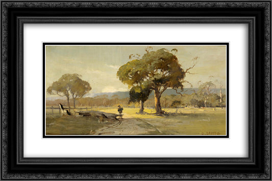 Ercildoune, near Ballarat 24x16 Black Ornate Wood Framed Art Print Poster with Double Matting by Davies, David