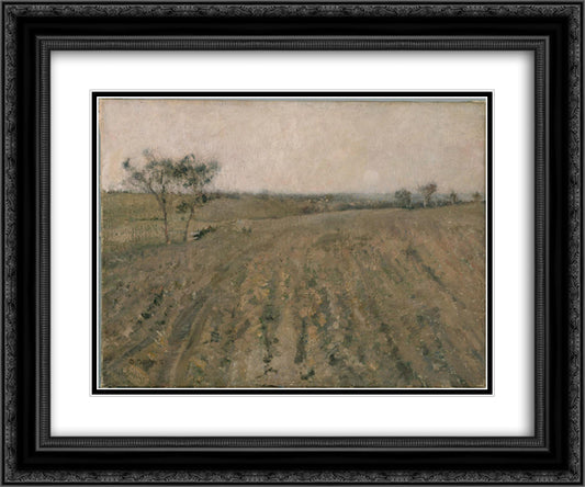 Warm evening, Templestowe 24x20 Black Ornate Wood Framed Art Print Poster with Double Matting by Davies, David