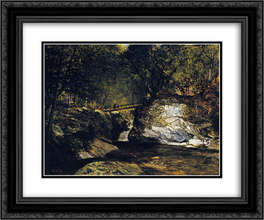 A Study, Bash Bish Falls 24x20 Black Ornate Wood Framed Art Print Poster with Double Matting by Johnson, David