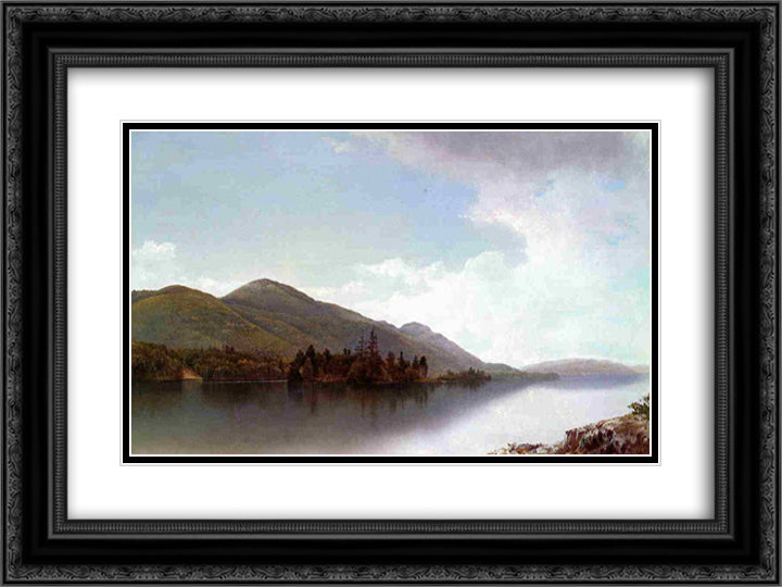 Buck Mountain, Lake George 24x18 Black Ornate Wood Framed Art Print Poster with Double Matting by Johnson, David