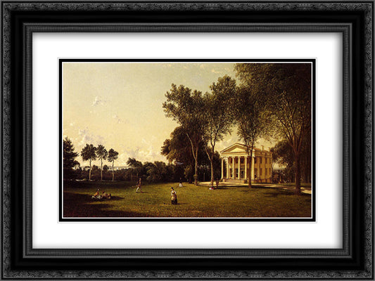 Croquet on the Lawn 24x18 Black Ornate Wood Framed Art Print Poster with Double Matting by Johnson, David
