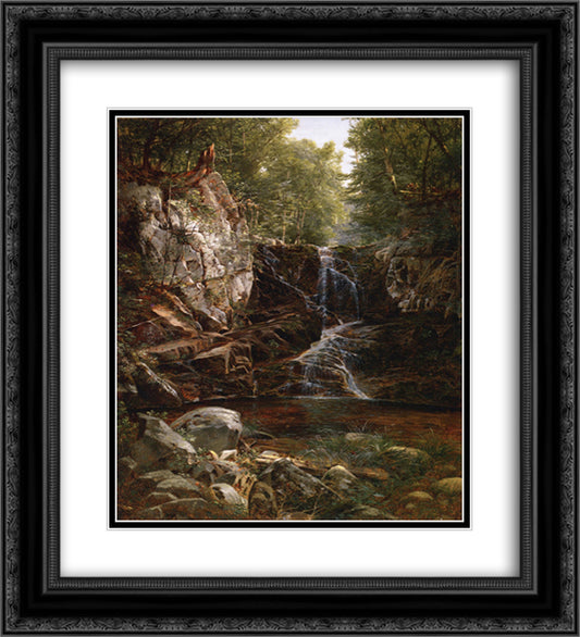 Indian Falls 20x22 Black Ornate Wood Framed Art Print Poster with Double Matting by Johnson, David