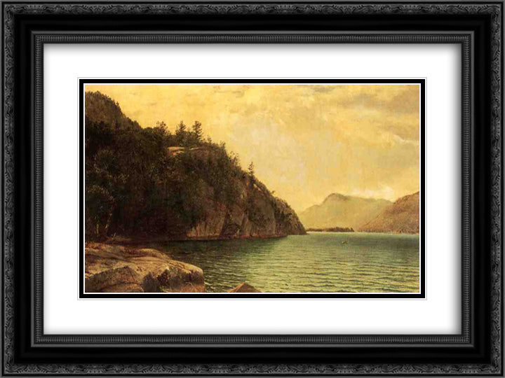 Lake George 24x18 Black Ornate Wood Framed Art Print Poster with Double Matting by Johnson, David