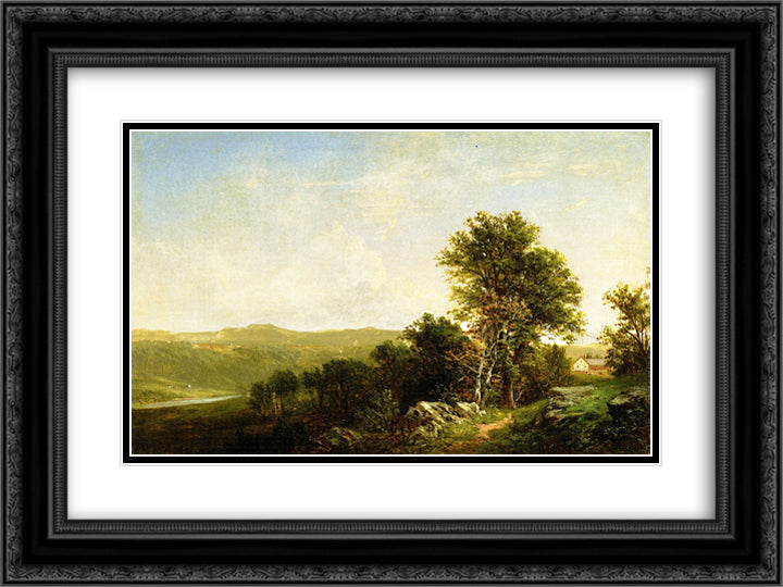 Landscape with House 24x18 Black Ornate Wood Framed Art Print Poster with Double Matting by Johnson, David