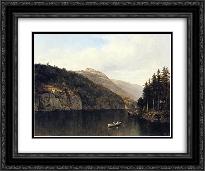 Looking West, from Dollar Island, Lake George 24x20 Black Ornate Wood Framed Art Print Poster with Double Matting by Johnson, David