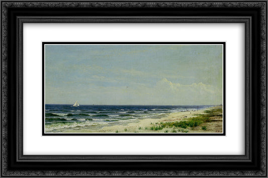 Ocean Beach, NJ 24x16 Black Ornate Wood Framed Art Print Poster with Double Matting by Johnson, David