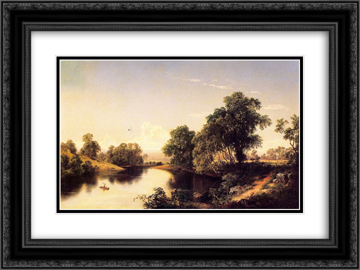 On the Esopus Creek, Ulster County, New York 24x18 Black Ornate Wood Framed Art Print Poster with Double Matting by Johnson, David