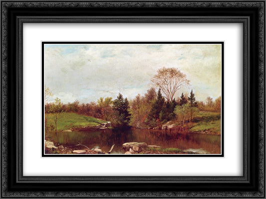 Spring - a Study on the Bronx at Mt. Vernon 24x18 Black Ornate Wood Framed Art Print Poster with Double Matting by Johnson, David
