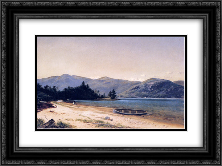Study of Nature, Dresden, Lake George 24x18 Black Ornate Wood Framed Art Print Poster with Double Matting by Johnson, David