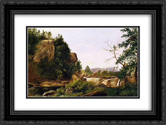 The Distant Waterfall 24x18 Black Ornate Wood Framed Art Print Poster with Double Matting by Johnson, David