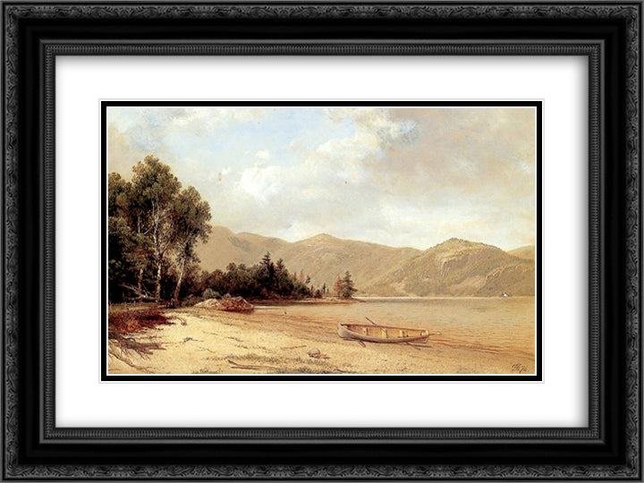 View of Dresden, Lake George 24x18 Black Ornate Wood Framed Art Print Poster with Double Matting by Johnson, David