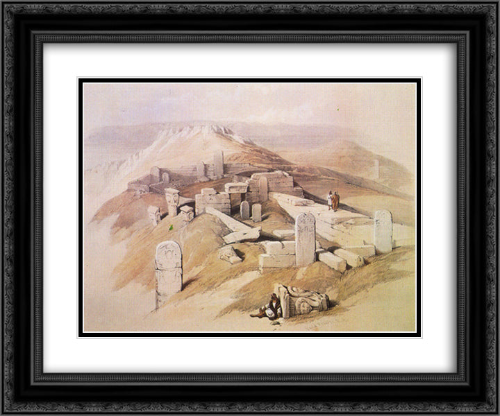 An Ancient Egyptian Temple, on Gebel Garaba 24x20 Black Ornate Wood Framed Art Print Poster with Double Matting by Roberts, David