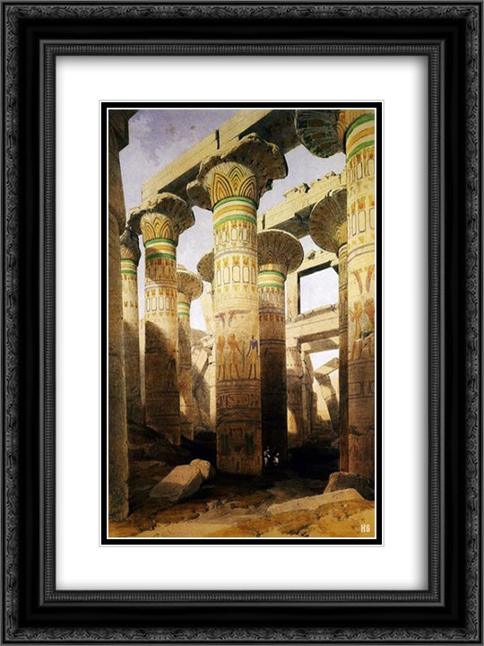 Architecture and Art of the great Temple of Karnak. City of Thebes. Egypt. 18x24 Black Ornate Wood Framed Art Print Poster with Double Matting by Roberts, David