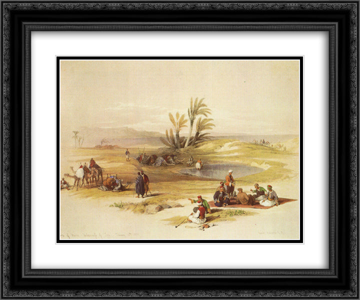 Ayn Mousa. The Wells of Moses 24x20 Black Ornate Wood Framed Art Print Poster with Double Matting by Roberts, David
