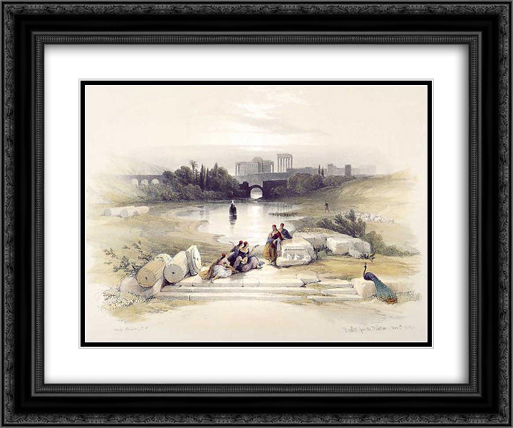 Baalbec, from the Fountain 24x20 Black Ornate Wood Framed Art Print Poster with Double Matting by Roberts, David