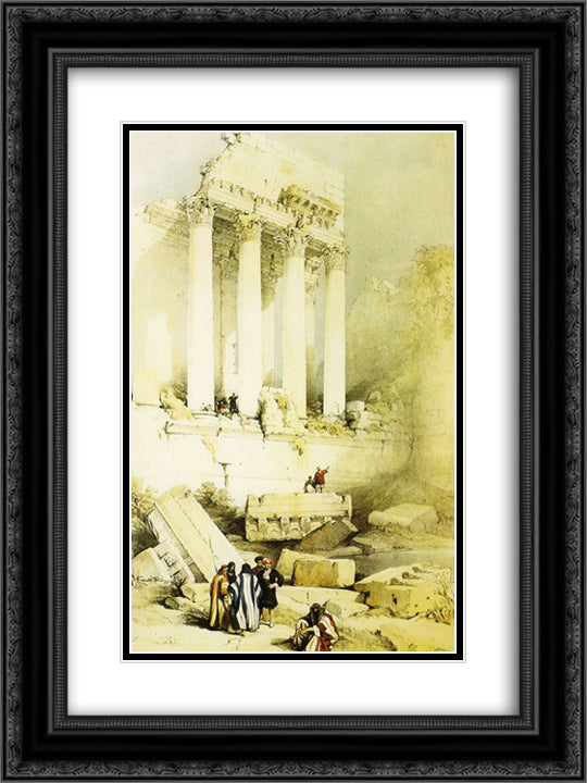 Baalbek. Remains of the Western Portico of the Temple of Jupiter 18x24 Black Ornate Wood Framed Art Print Poster with Double Matting by Roberts, David