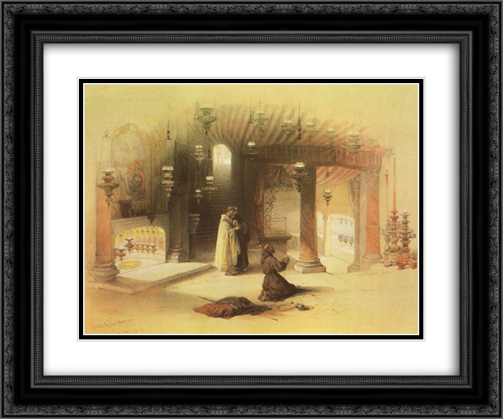 Bethlehem. The Grotto of the Nativity 24x20 Black Ornate Wood Framed Art Print Poster with Double Matting by Roberts, David