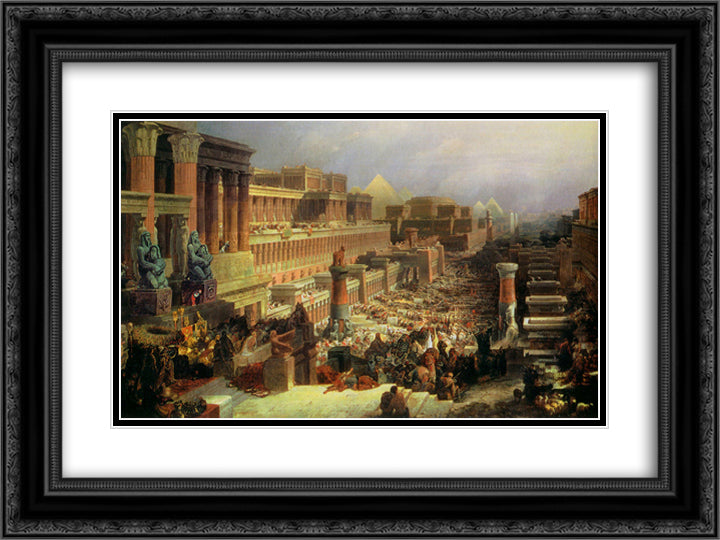 Departure of the Israelites 24x18 Black Ornate Wood Framed Art Print Poster with Double Matting by Roberts, David
