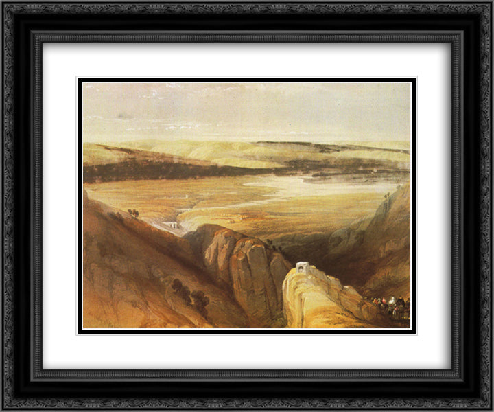 Descent to the Valley of the Jordan 24x20 Black Ornate Wood Framed Art Print Poster with Double Matting by Roberts, David
