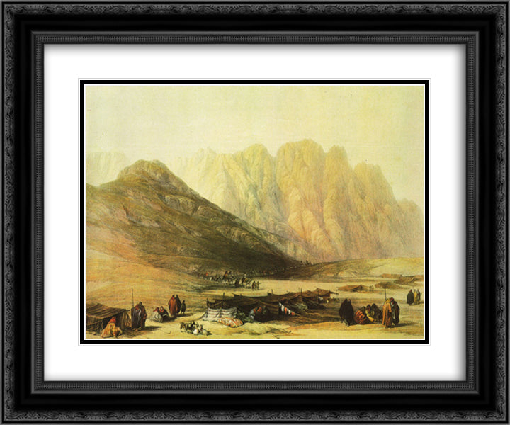Encampment of the Oulad Said 24x20 Black Ornate Wood Framed Art Print Poster with Double Matting by Roberts, David
