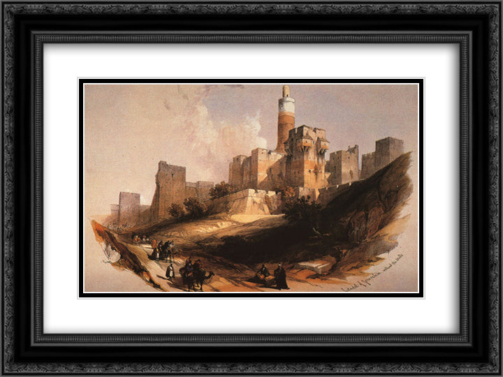 Entrance to the Citadel 24x18 Black Ornate Wood Framed Art Print Poster with Double Matting by Roberts, David