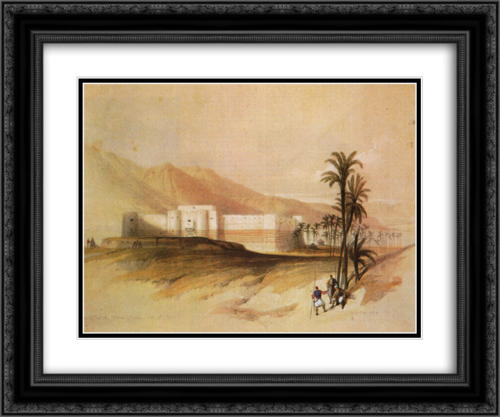 Fortress of Aqaba 24x20 Black Ornate Wood Framed Art Print Poster with Double Matting by Roberts, David
