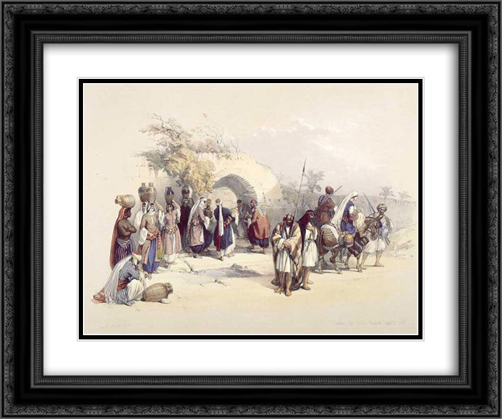 Fountain of the Virgin, Nazareth 24x20 Black Ornate Wood Framed Art Print Poster with Double Matting by Roberts, David