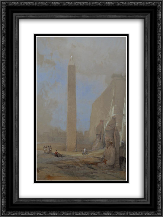 Obelisk at Luxor 18x24 Black Ornate Wood Framed Art Print Poster with Double Matting by Roberts, David