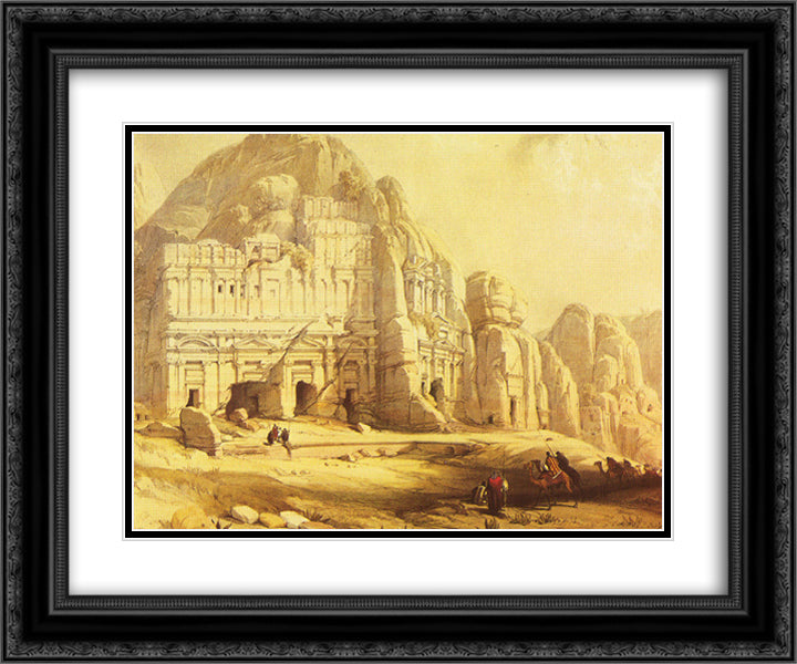 Pelra. Views of the Eastern End of the Valley 24x20 Black Ornate Wood Framed Art Print Poster with Double Matting by Roberts, David