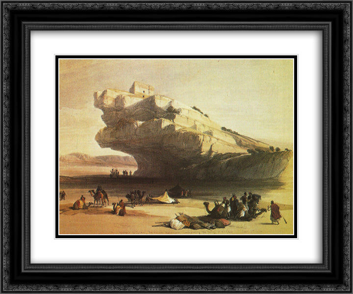 Petra. Ancient Watch-Tower 24x20 Black Ornate Wood Framed Art Print Poster with Double Matting by Roberts, David