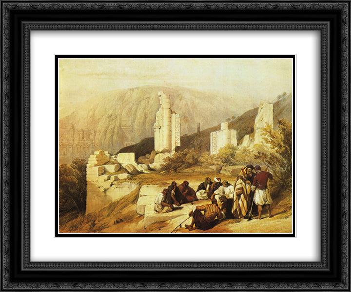 Petra. Ruins of a Triumphal Arch 24x20 Black Ornate Wood Framed Art Print Poster with Double Matting by Roberts, David