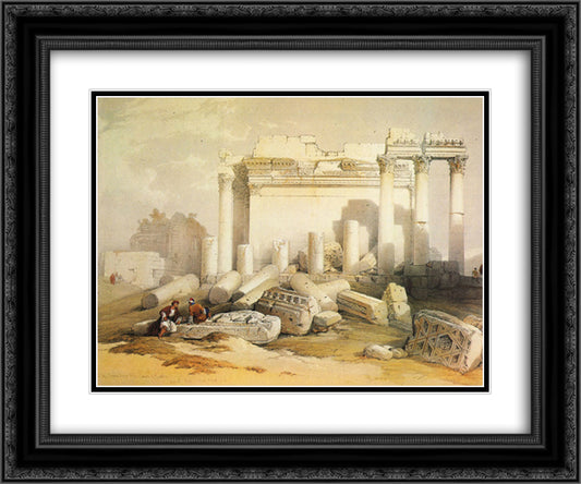Portion of the Eastern Portico 24x20 Black Ornate Wood Framed Art Print Poster with Double Matting by Roberts, David
