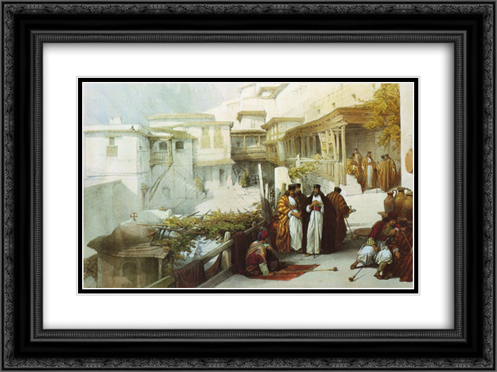 Principal Court of the Convent of Saint Catherine 24x18 Black Ornate Wood Framed Art Print Poster with Double Matting by Roberts, David