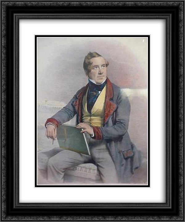 Self Portrait 20x24 Black Ornate Wood Framed Art Print Poster with Double Matting by Roberts, David