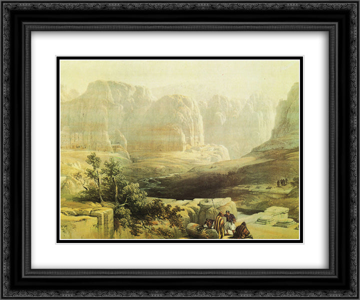 Sight of Petra, South 24x20 Black Ornate Wood Framed Art Print Poster with Double Matting by Roberts, David