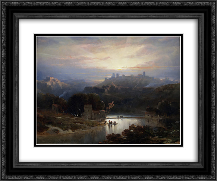 The Castle of Alcala de Guada­ra 24x20 Black Ornate Wood Framed Art Print Poster with Double Matting by Roberts, David