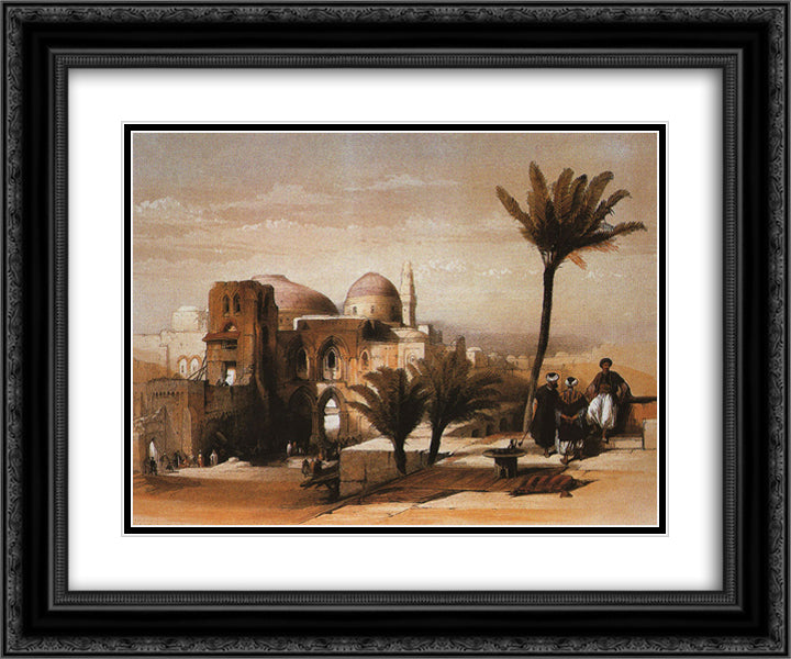 The Mosque of Omar 24x20 Black Ornate Wood Framed Art Print Poster with Double Matting by Roberts, David