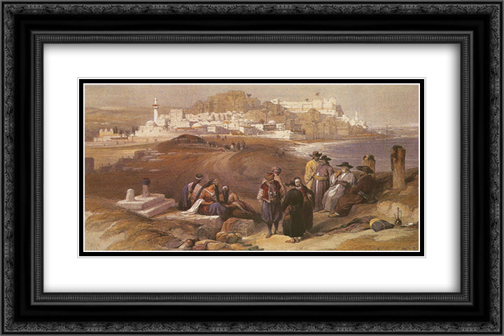 View of Jaffa from the South 24x16 Black Ornate Wood Framed Art Print Poster with Double Matting by Roberts, David