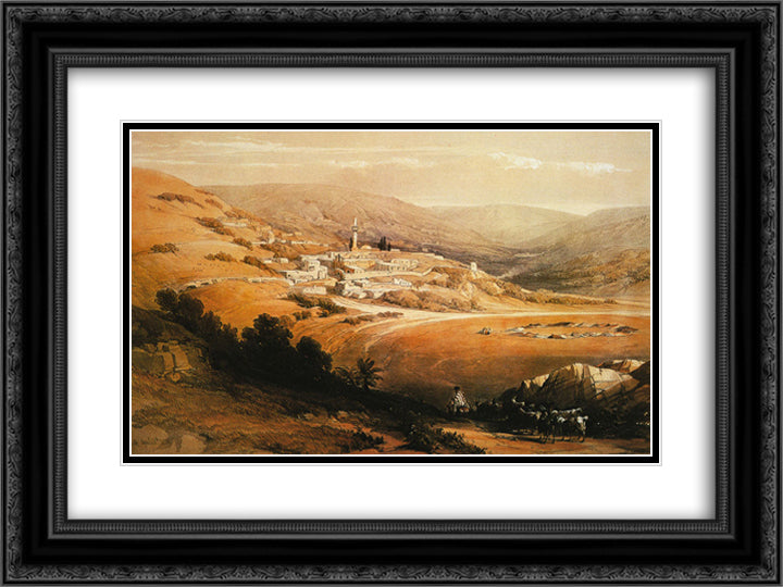View of Nazareth 24x18 Black Ornate Wood Framed Art Print Poster with Double Matting by Roberts, David