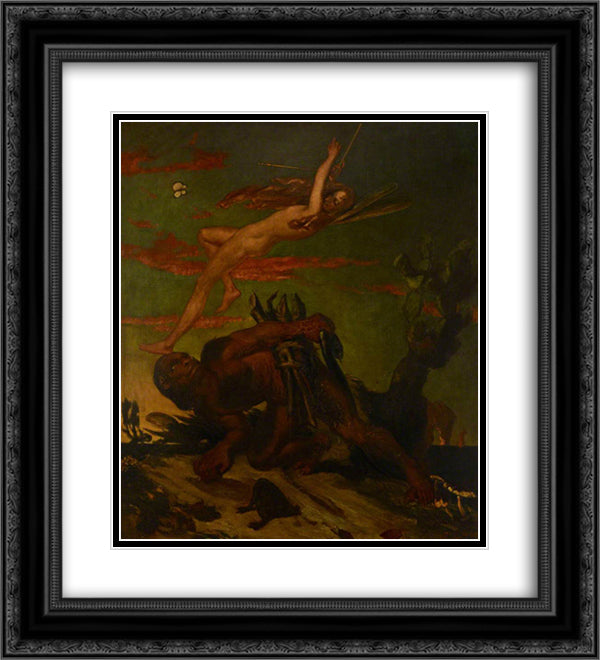Ariel and Caliban 20x22 Black Ornate Wood Framed Art Print Poster with Double Matting by Scott, David