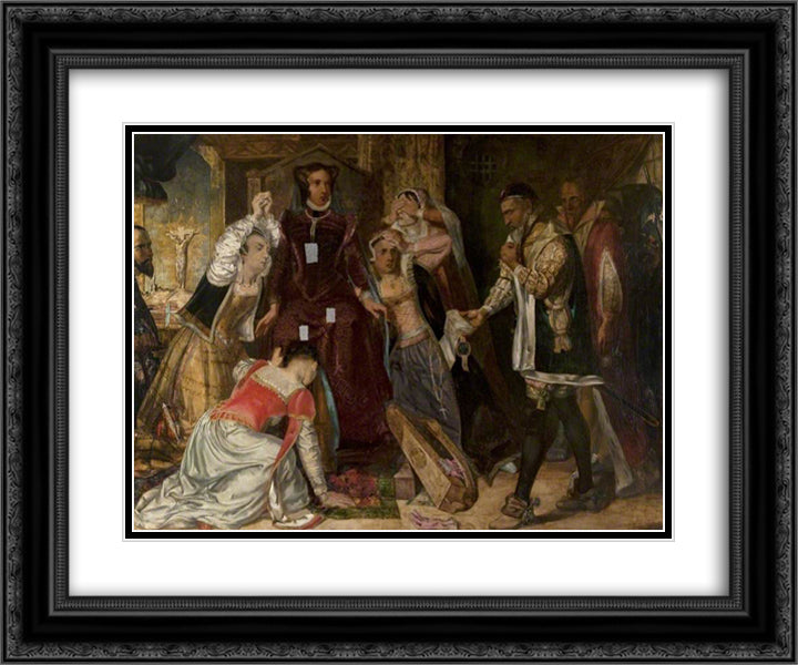 Mary, Queen of Scots, Receiving the Warrant for Her Execution 24x20 Black Ornate Wood Framed Art Print Poster with Double Matting by Scott, David