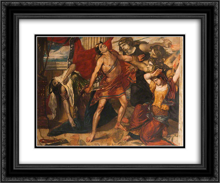 Orestes Seized by the Furies after the Murder of Clytemnestra 24x20 Black Ornate Wood Framed Art Print Poster with Double Matting by Scott, David