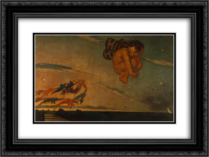 Puck Fleeing from the Dawn 24x18 Black Ornate Wood Framed Art Print Poster with Double Matting by Scott, David