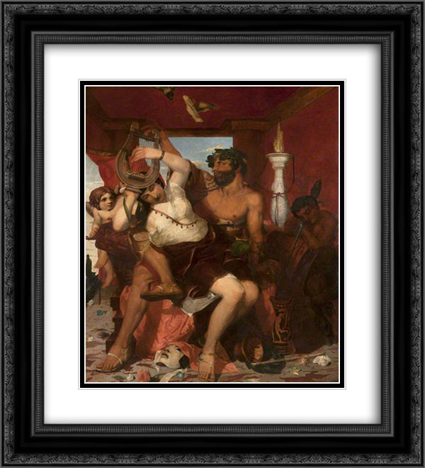 Sappho and Anacreon 20x22 Black Ornate Wood Framed Art Print Poster with Double Matting by Scott, David