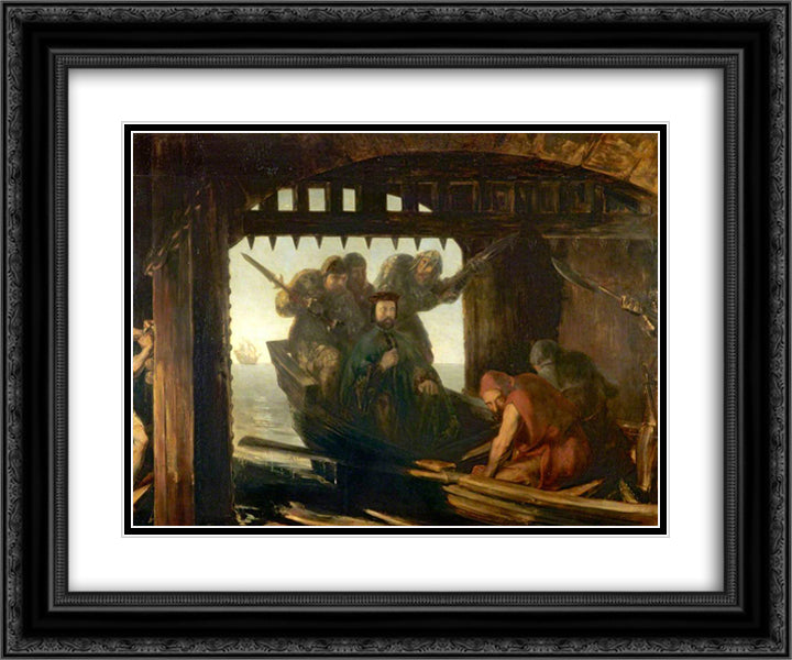 The Traitor's Gate 24x20 Black Ornate Wood Framed Art Print Poster with Double Matting by Scott, David