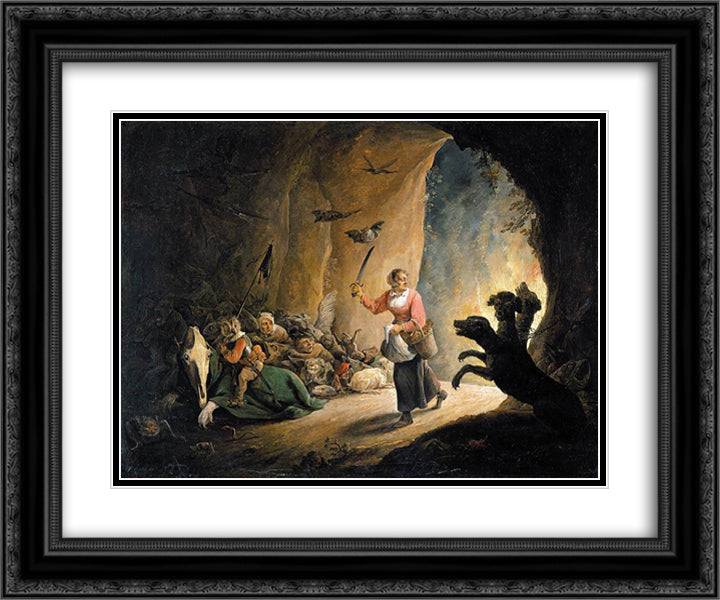 Dulle Griet (Mad Meg) 24x20 Black Ornate Wood Framed Art Print Poster with Double Matting by Teniers the Younger, David