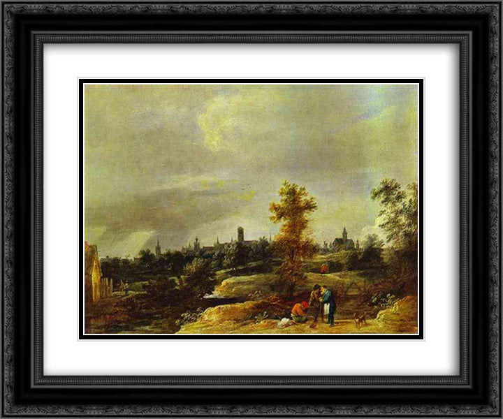 Landscape in the Suburbs of Brussels 24x20 Black Ornate Wood Framed Art Print Poster with Double Matting by Teniers the Younger, David