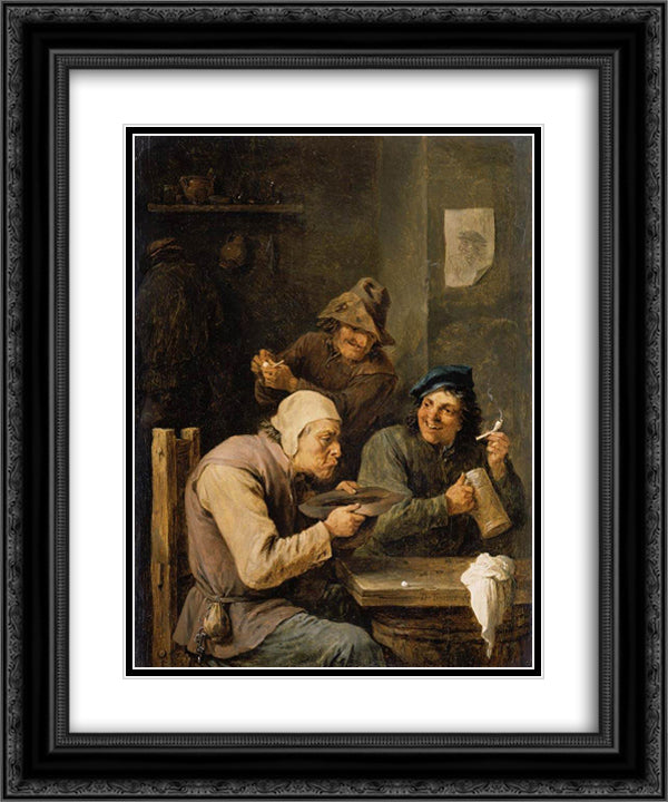The Hustle Cap 20x24 Black Ornate Wood Framed Art Print Poster with Double Matting by Teniers the Younger, David