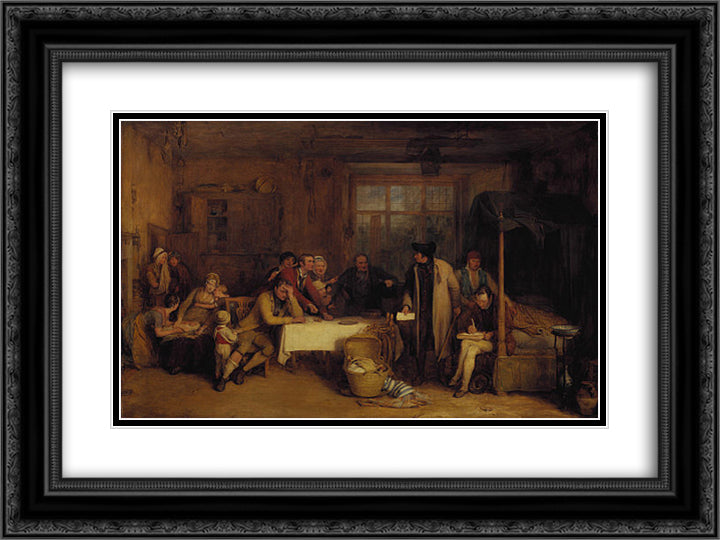 Distraining for Rent 24x18 Black Ornate Wood Framed Art Print Poster with Double Matting by Wilkie, David