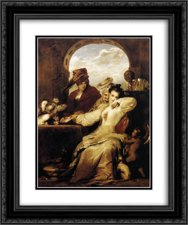 Josephine and the Fortune Teller 20x24 Black Ornate Wood Framed Art Print Poster with Double Matting by Wilkie, David